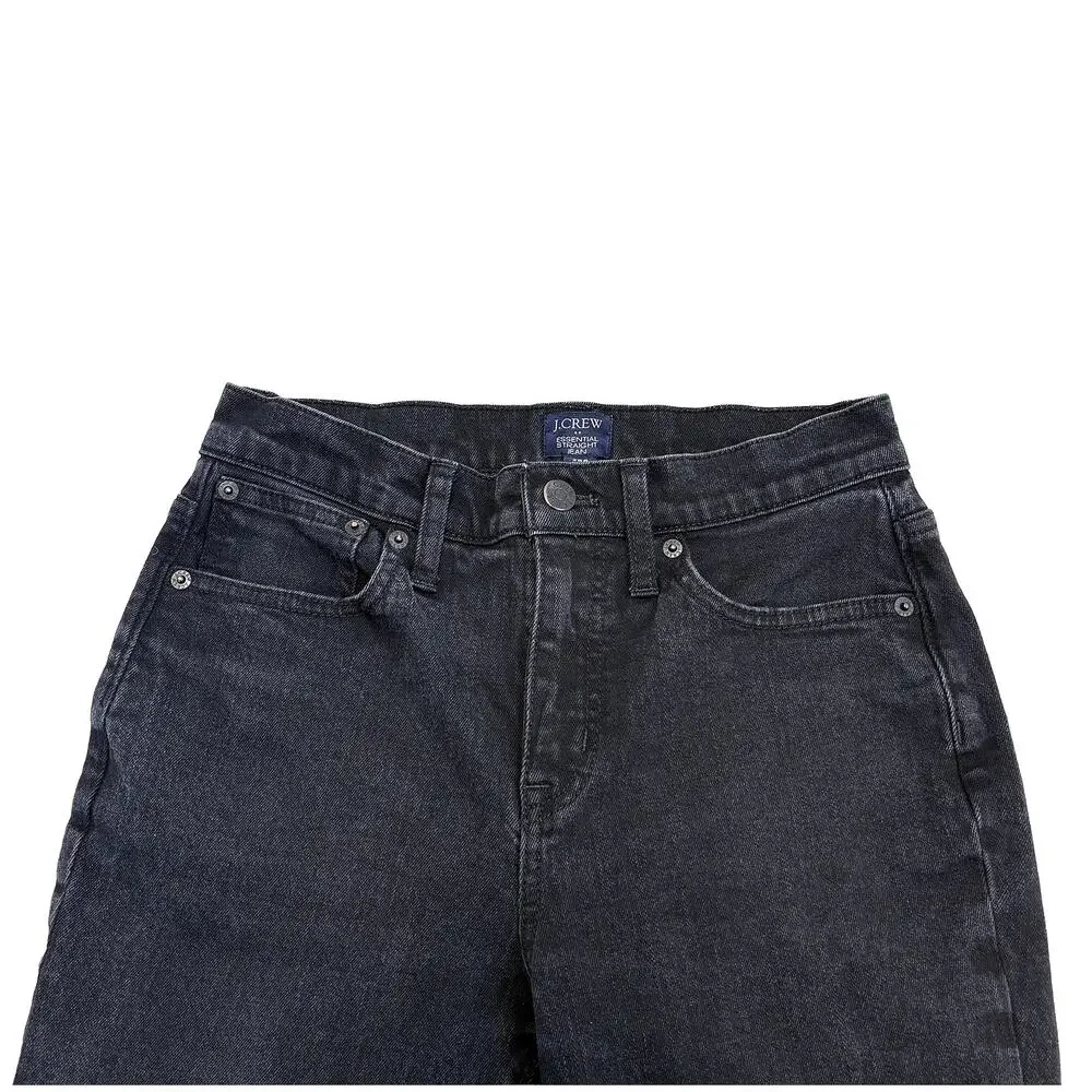 J Crew Black Jeans Women 26P Petite Straight Leg Denim Minimalist